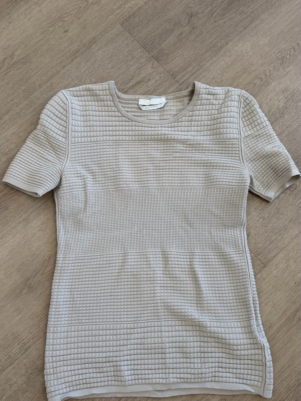 Hugo Boss Light Cream Short Sleeve Textured Knit Top